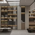Modern Basement Interior With Built In Shelves And Lighting 3d model
