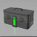 Gray Metal Equipment Case With Handle Green Indicator Lights Yellow Warning Signs And Red Button