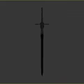 Sleek Black Sword With Red Decorative Patterns And Intricate Hilt Design