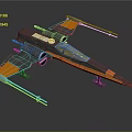 Detailed Orange And Black Starfighter Spaceship Model With Aerodynamic Wings For Space Exploration