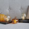 Pumpkin Shaped Glass Decorative Lights With Candles For Festive Home Tabletop Decoration