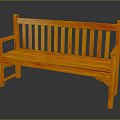Wooden Outdoor Bench With Armrests And Vertical Slat Back Design