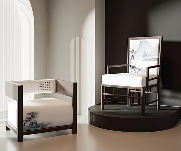 New Chinese Style Single Sofa Chair 3d model