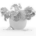 Natural Decorative Ornament Set With White Vase Red Berries And Green Leaves