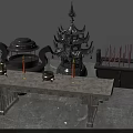 Traditional Chinese Incense Burners And Candle Holders On Gray Stone Table