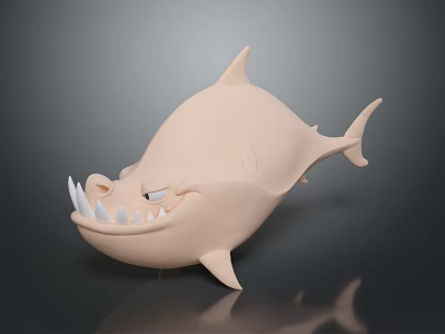 Cartoon Shark Character As Playful Sea Creature With Round Body And Sharp Teeth 3d model