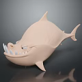 Cartoon Shark Character As Playful Sea Creature With Round Body And Sharp Teeth