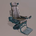 Industrial Mechanical Control Seat with Console Panel Red Cables and Metal Structure 3d model