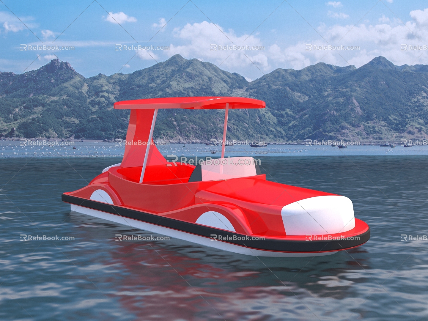 Cartoon Classic Car Recreation Boat FRP Modeling Equipment Boat City Park Landscape Boat Electric Four Person Recreation Boat Playground Scenic Yacht 3d model