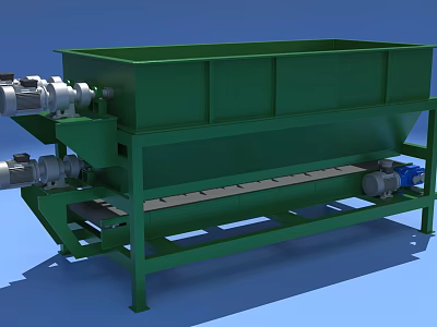 Green Heavy Duty Industrial Equipment With Trough Structure And Motor Driven Conveyor Belt 3d model