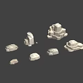 3D Rock Models With Various Shapes And Gray Tone For Design Projects 3d model