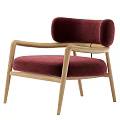 Modern Leisure Chair With Wooden Frame Brown Upholstery And Round Backrest