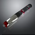Aerospace Space Rocket Model With Black Silver Red Striped Design And Launch Structure