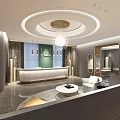 Elegant Modern Jewelry Store Interior With Glass Display Cases And Chandelier