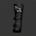 Black Motorcycle Boots With Multiple Straps And Protective Thick Sole Design 3d model