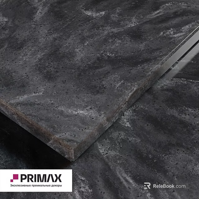 Gray Stone Component with Textured Porous Surface and Metal Edge Strip 3d model 