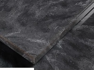 Gray Stone Component with Textured Porous Surface and Metal Edge Strip 3d model