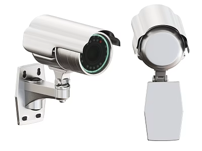 Security Surveillance Cameras With Modern Design Durable Mounting Bracket And Lens 3d model