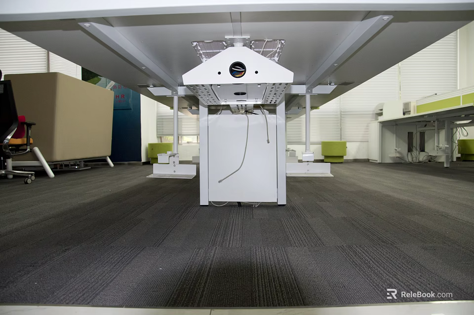 Large White Industrial Equipment with Black Circular Top and Metal Support Frames in Indoor Facility 3d model 