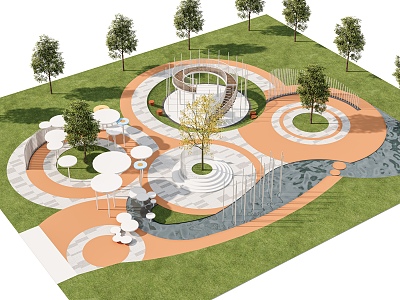 Pocket Park Street Corner Park Children's Park People's Activity Site Landscape Park 3d model