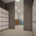 Indoor Swimming Pool Interior With Blue White Tiled Walls And Ceiling Spherical Decorations