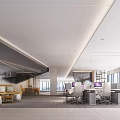 Modern Public Office Space Design With Open Workstations Ergonomic Chairs And Natural Lighting