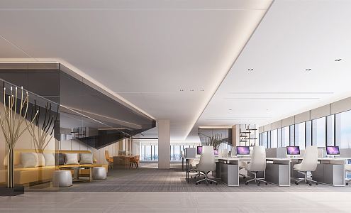 Modern public office area 3d model