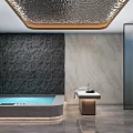 Luxurious SPA Sauna With Hot Tub Wooden Sauna And Stone Wall