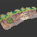 Modern Soil Profile Model With Grass Rock And Tree Roots