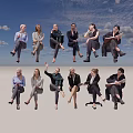 Professional Women in Business Attire Posing in Various Seated and Standing Positions