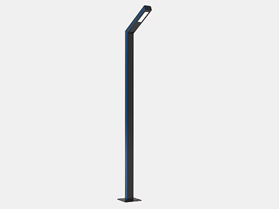 Sleek Modern Black Column Outdoor Light with Tilted Head for Garden and Patio Use 3d model
