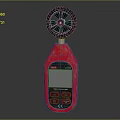 Professional Red Handheld Anemometer Tool With Digital Display And Control Buttons 3d model