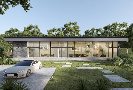 Modern single-family villa architectural appearance 3d model