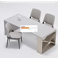 Modern Dining Table Set With Light Gray Chairs And Minimalist Wooden Base Design