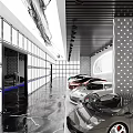 Luxury Car Showroom Interior With Sleek Sports Cars And Modern Lighting