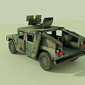Military Hummer Vehicle With Camouflage Paint And Roof Mounted Equipment