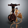 Vintage Electric Fan With Classic Metal Structure And Brass Blades Design