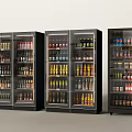 Multiple Glass Door Display Refrigerators For Commercial Beverage Storage With Various Drinks 3d model