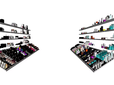 Well Organized Display Shelves Stocked With Various Beauty Items And Products 3d model