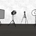 Professional Photography Equipment Setup With Camera Tripod Ring Light And Backdrop