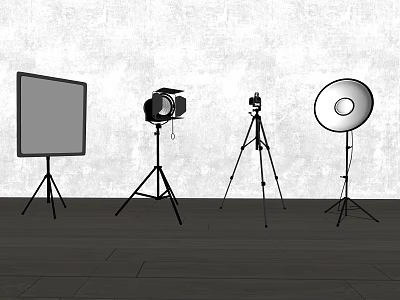 Professional Photography Equipment Setup With Camera Tripod Ring Light And Backdrop 3d model