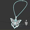 Butterfly Themed Jewelry Set With Blue White Winged Pendant Golden Chain And Small Gemstone Accessory