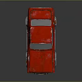 Red Rusty Vintage Muscle Car With Worn Exterior And Exposed Mechanical Parts
