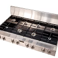 Stainless Steel Gas Stove with Multiple Burners and Control Knobs 3d model