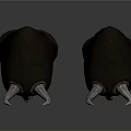 Two Horned Leather Masks With Intricate Metal Carvings And Hooded Design