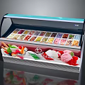 Commercial Transparent Ice Cream Display Case With Various Flavors And Toppings