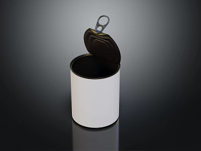 Open White Beverage Can With Pull Tab And Black Interior On Black Background 3d model