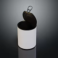 Open White Beverage Can With Pull Tab And Black Interior On Black Background 3d model