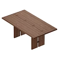 Solid Wood Dining Table With Rectangular Top And Sturdy Wooden Legs 3d model