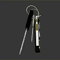 Shiny Metal Key With Black Tag And Chain On Dark Surface